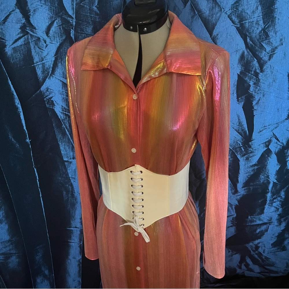 Holographic Rainbow 1970s Style Dress